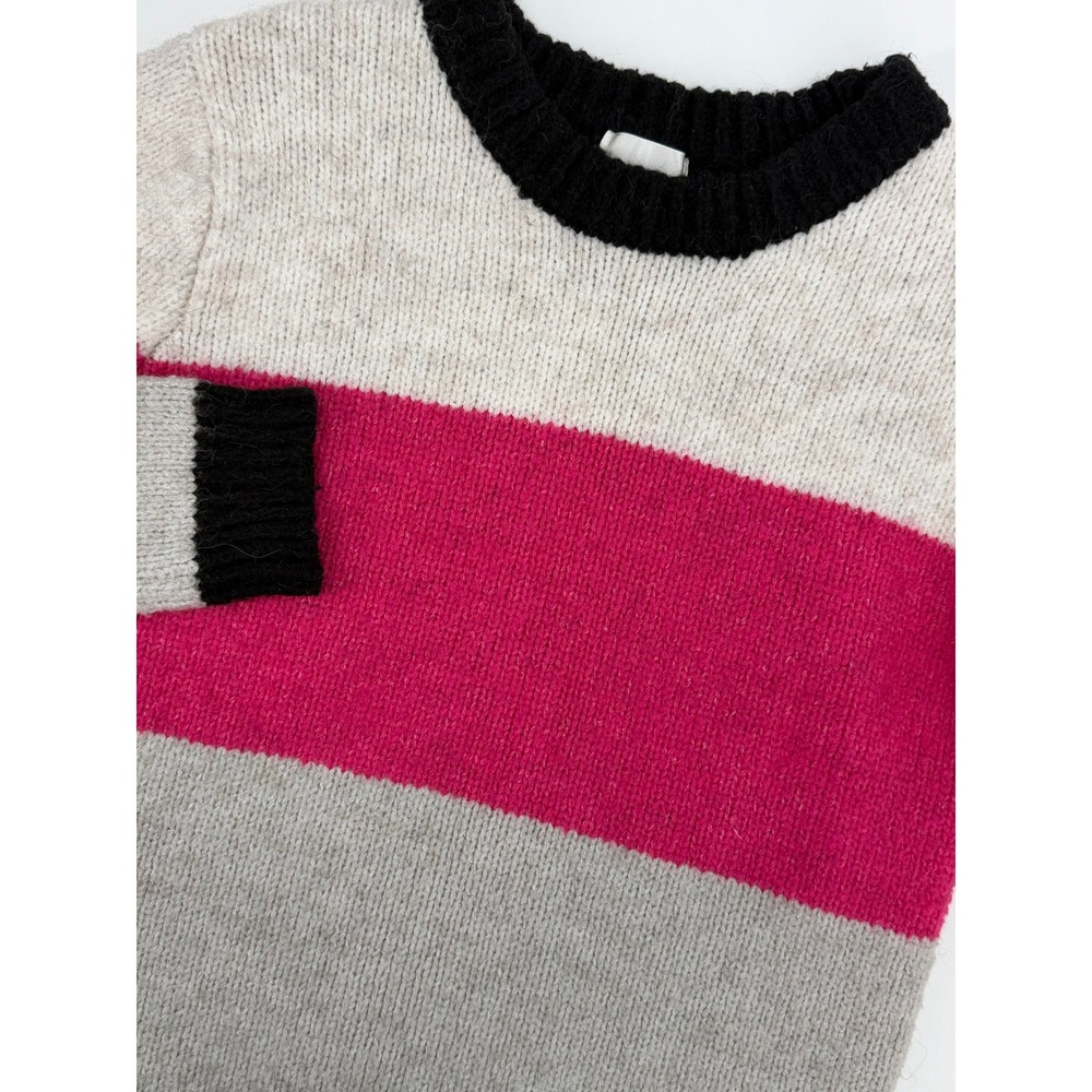 York & Hudson Pink Colorblock Alpaca Blend Knit Crewneck Sweater Womens Large